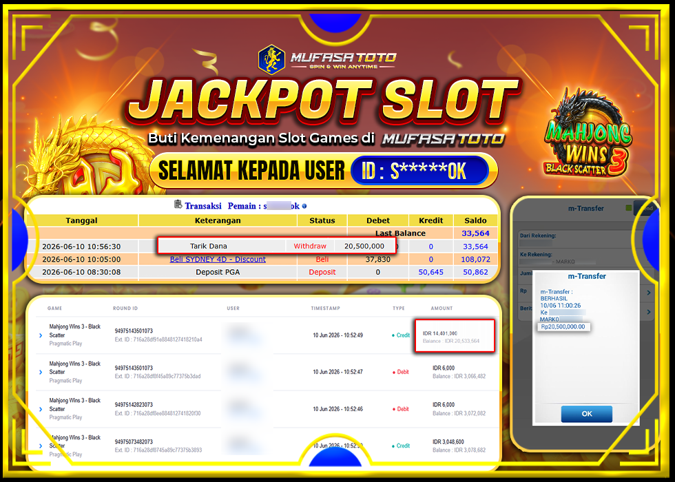 MUFASATOTO JACKPOT PRAGMATICPLAY Rp.20.500.000|LUNAS